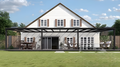 Moderne terrasoverkapping in antraciet RAL 7016 van 11.0 x 2.0 meter met helder glazen dak