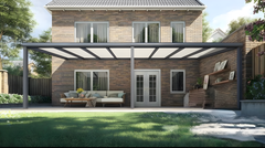 Opaal Moderne terrasoverkapping in antraciet RAL 7016 van 8.0 x 2.0 meter met opaal polycarbonaat
